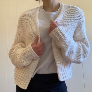 FREE PEOPLE Light Pink Chunky Knit Cardigan